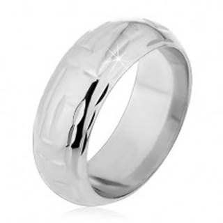 Strieborný prsteň 925 - zárezy v tvare L tvoriace labyrint - Veľkosť: 49 mm