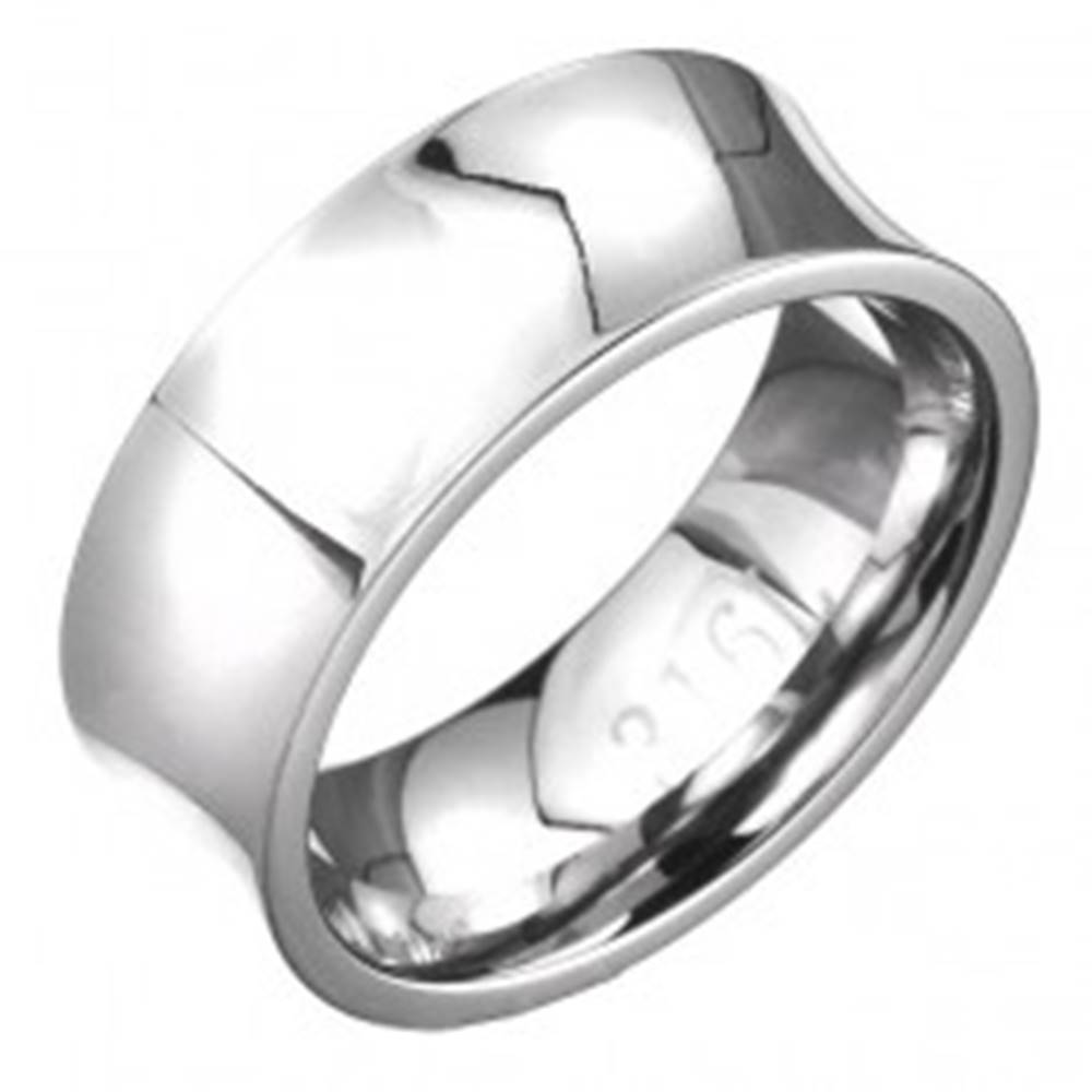 Šperky eshop Oceľový prsteň - zrkadlovo lesklý s priehlbinou, striebornej farby - Veľkosť: 56 mm