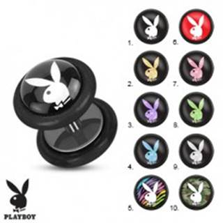 Oceľový fake plug do ucha, čierna farba, motív zajačika Playboy - Symbol: PB01
