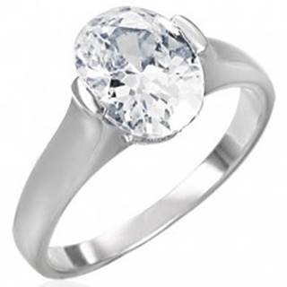 Snubný prsteň s čírym veľkým oválnym zirkónom - Veľkosť: 49 mm