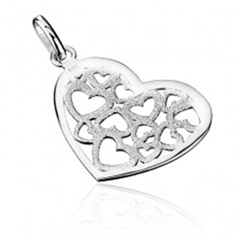 Šperky eshop Prívesok zo striebra 925 - pieskované filigránové srdce