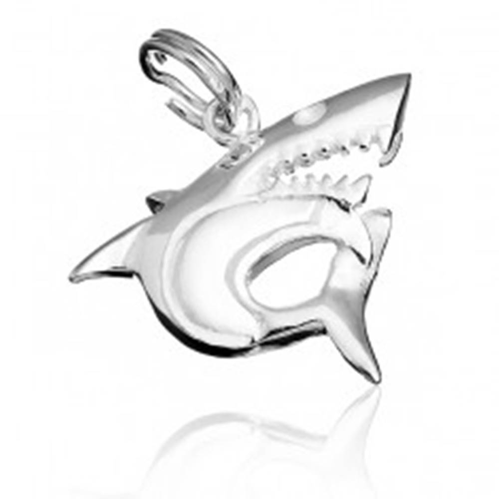 Šperky eshop Strieborný prívesok 925 - dravý žralok