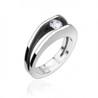 Oceľový prsteň s 5 mm zirkónom - Veľkosť: 49 mm