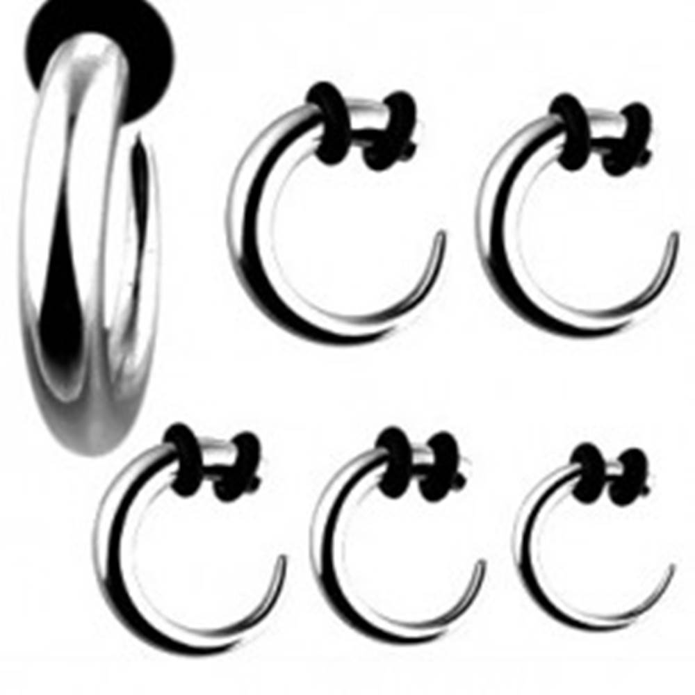 Šperky eshop Expader z chirurgickej ocele - hák striebornej farby s čiernymi gumičkami - Hrúbka piercingu: 1,6 mm