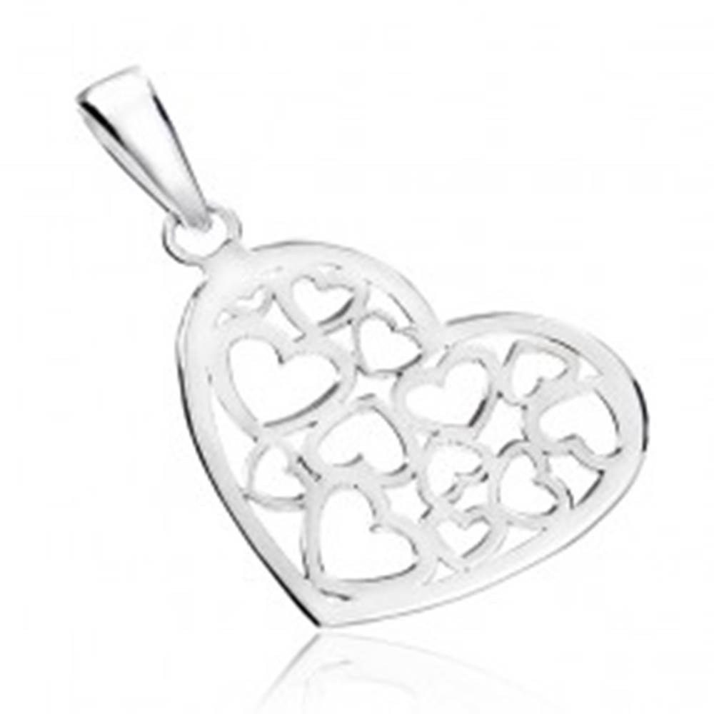 Šperky eshop Prívesok zo striebra 925 - lesklé srdce s vyrezávaným vzorom
