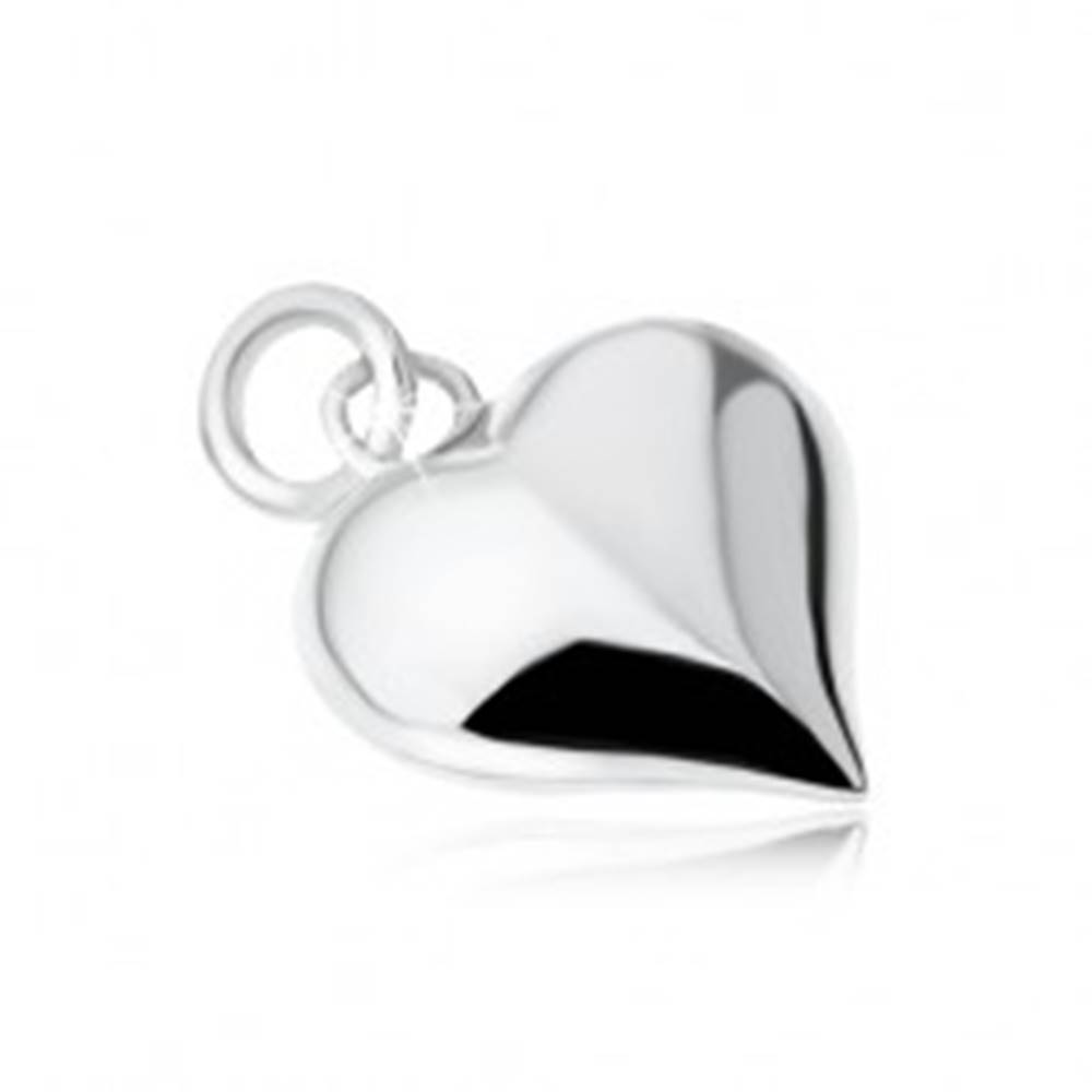Šperky eshop Strieborný 925 prívesok súmerného srdca, lesklý, vypuklý, hladký