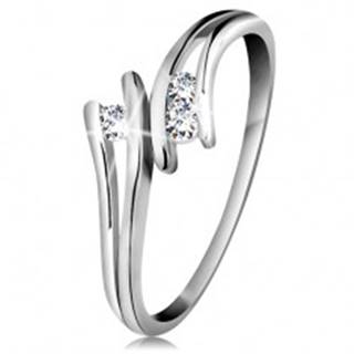 Diamantový zlatý prsteň 585, tri žiarivé číre brilianty, rozdelené ramená, biele zlato - Veľkosť: 49 mm