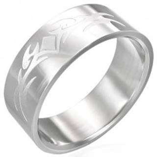 Lesklý oceľový prsteň s matným symbolom - Veľkosť: 54 mm