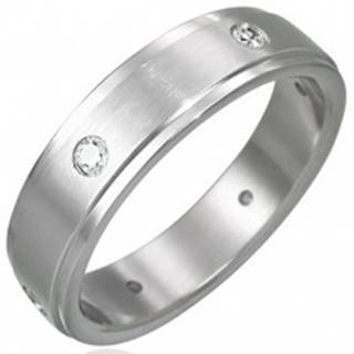 Oceľový prsteň matný - 6 zirkónov po obvode - Veľkosť: 48 mm