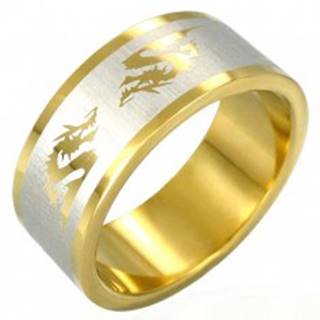 Oceľový prsteň v zlatej farbe čínsky drak - Veľkosť: 53 mm