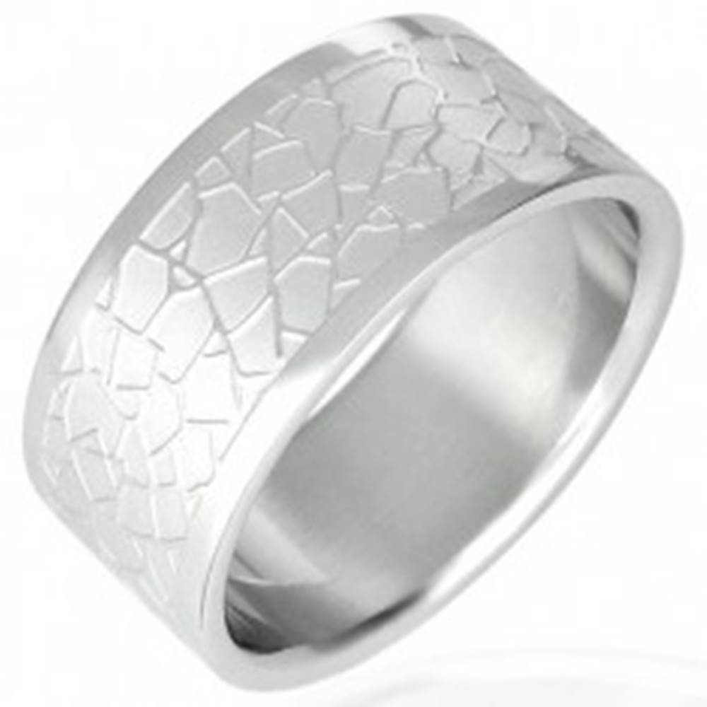 Šperky eshop Oceľový prsteň - nepravidelný dlaždicový vzor - Veľkosť: 51 mm