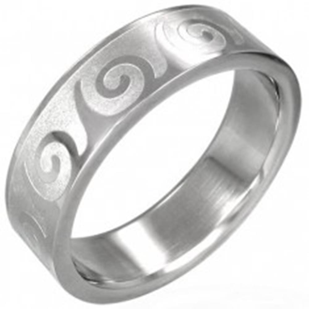 Šperky eshop Oceľový prsteň s motívom vlnka - Veľkosť: 53 mm