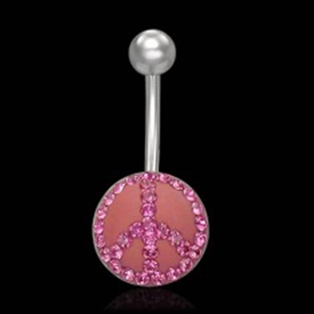 Šperky eshop Piercing brucha s ružovým znakom mieru