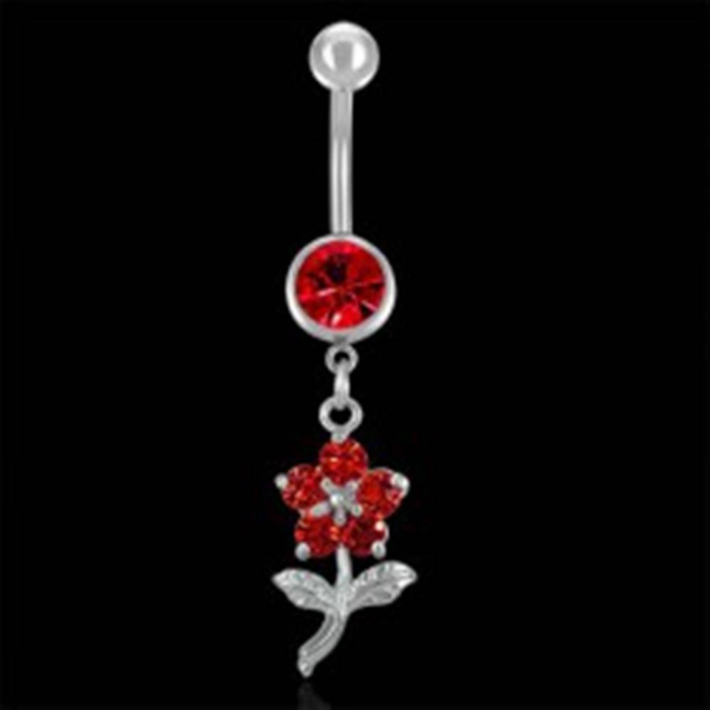Šperky eshop Piercing do pupku červený kvet