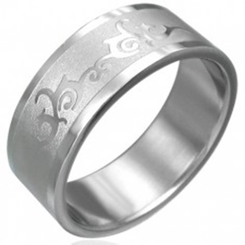 Šperky eshop Prsteň z chirurgickej ocele s ornamentom - Veľkosť: 54 mm