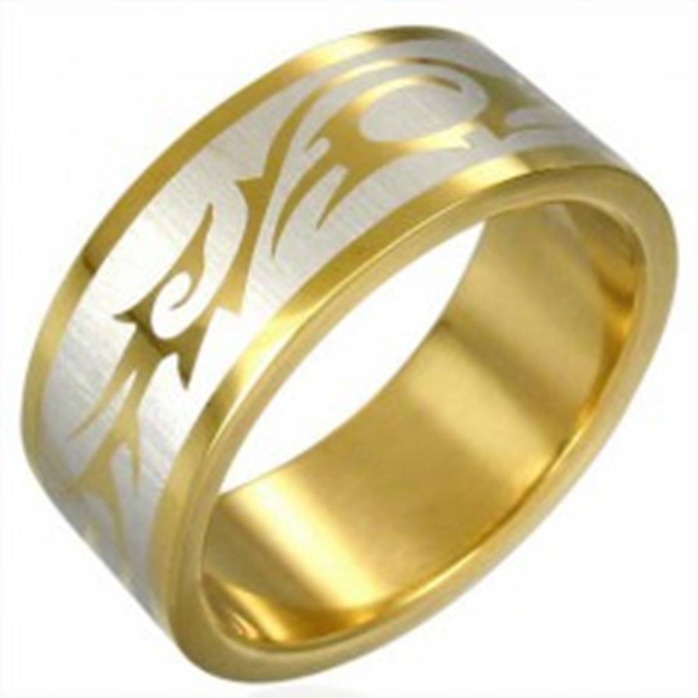 Šperky eshop Prsteň zlatej farby TRIBAL SYMBOL - Veľkosť: 54 mm