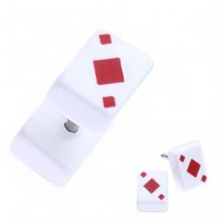 Falošný akrylový plug do ucha - hracia karta, červená kára