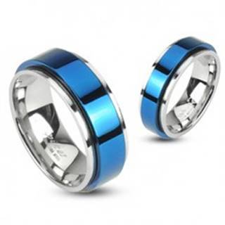 Prsteň z ocele otáčavý - modrý - Veľkosť: 48 mm