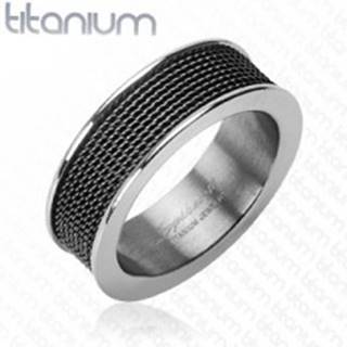 Titánový prsteň - čierna mriežka - Veľkosť: 58 mm