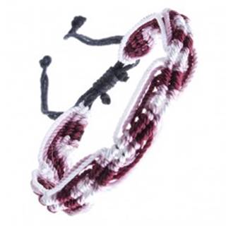 Trojfarebný pletený náramok - ružovo-bordovo-biele šnúrky