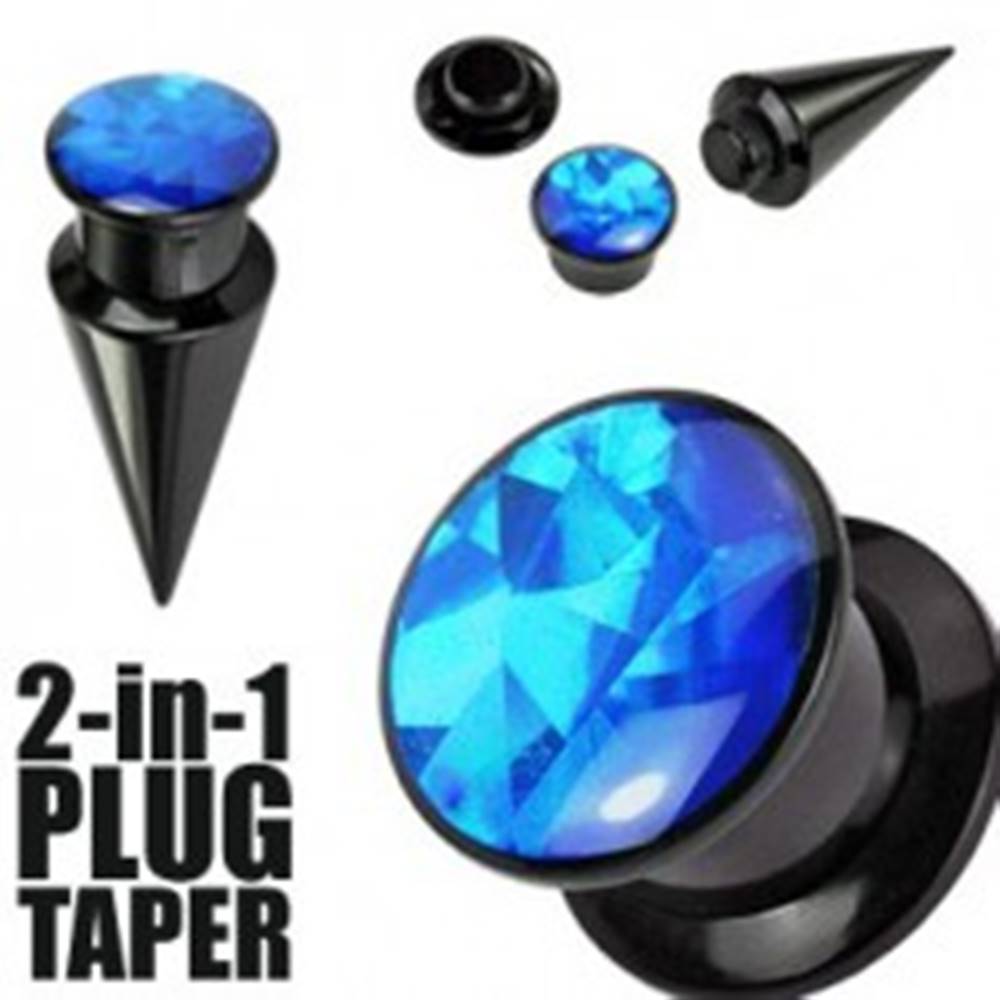 Šperky eshop Expander a plug 2-in-1 čierny - Hrúbka: 10 mm