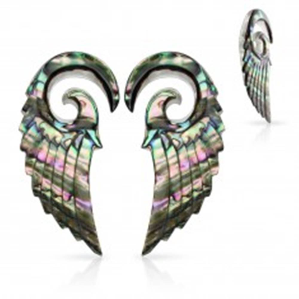 Šperky eshop Expandery z organického materiálu, špirála s anjelským krídlom, mušľa Paua - Hrúbka: 2,5 mm