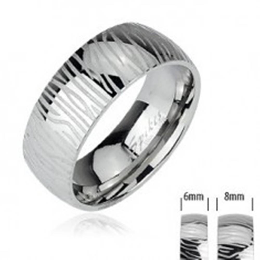 Šperky eshop Oceľový prsteň - vzor zebra - Veľkosť: 49 mm