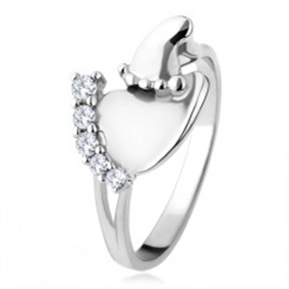 Šperky eshop Strieborný prsteň 925, väčšie a menšie chodidlo, číre ligotavé kamienky - Veľkosť: 49 mm