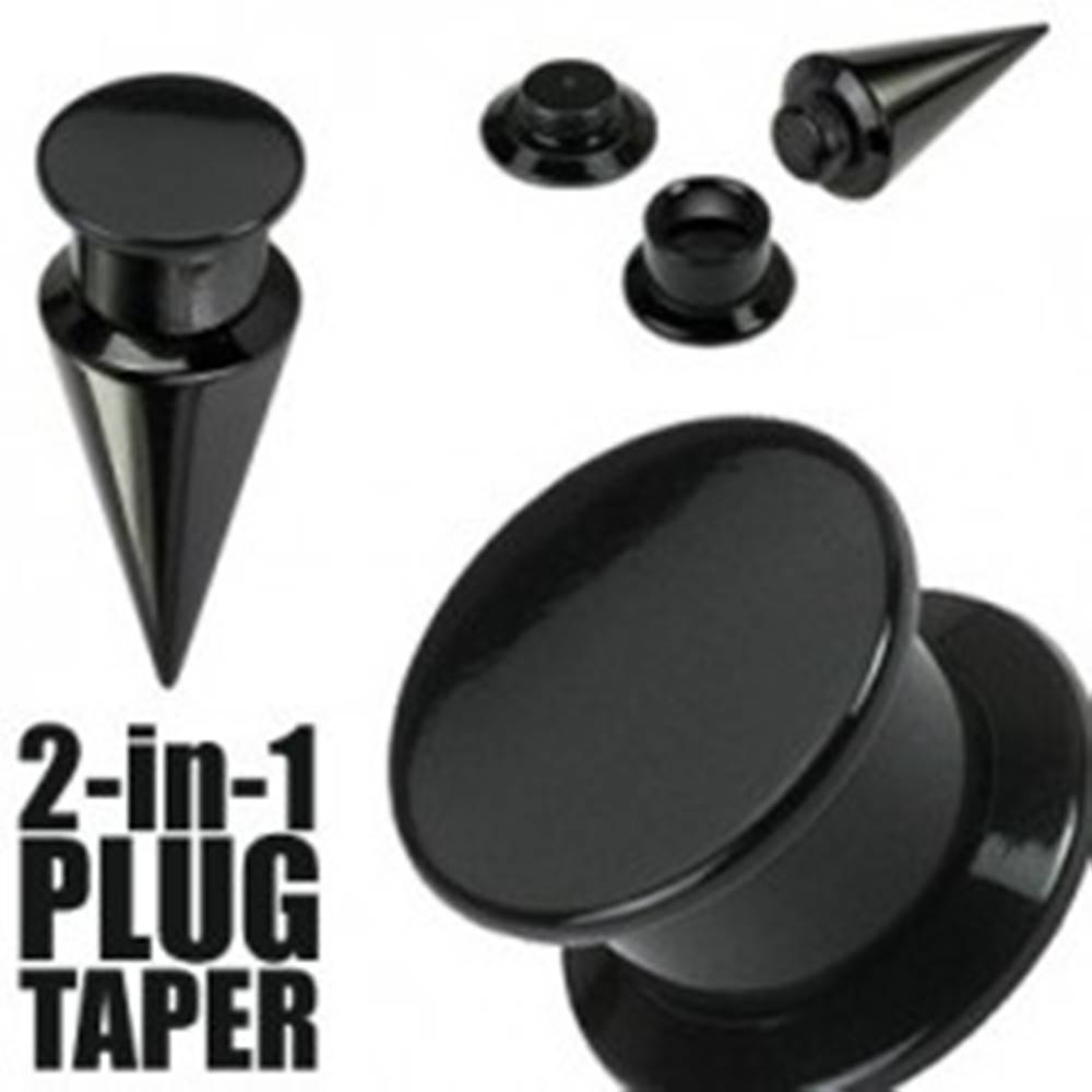 Šperky eshop Taper a plug 2 v 1 čierny - Hrúbka: 10 mm