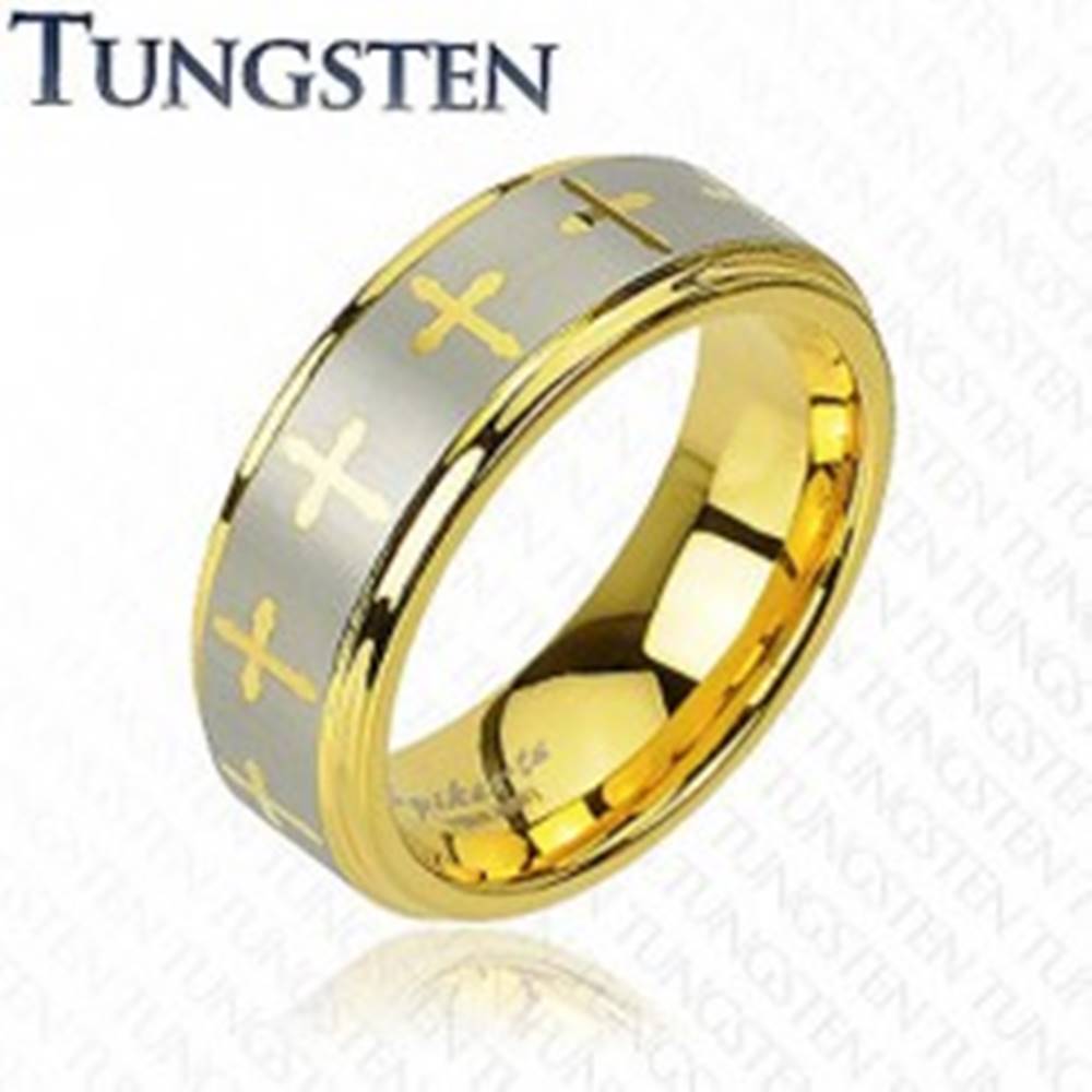 Šperky eshop Tungstenový prsteň s motívom kríža  - Veľkosť: 59 mm