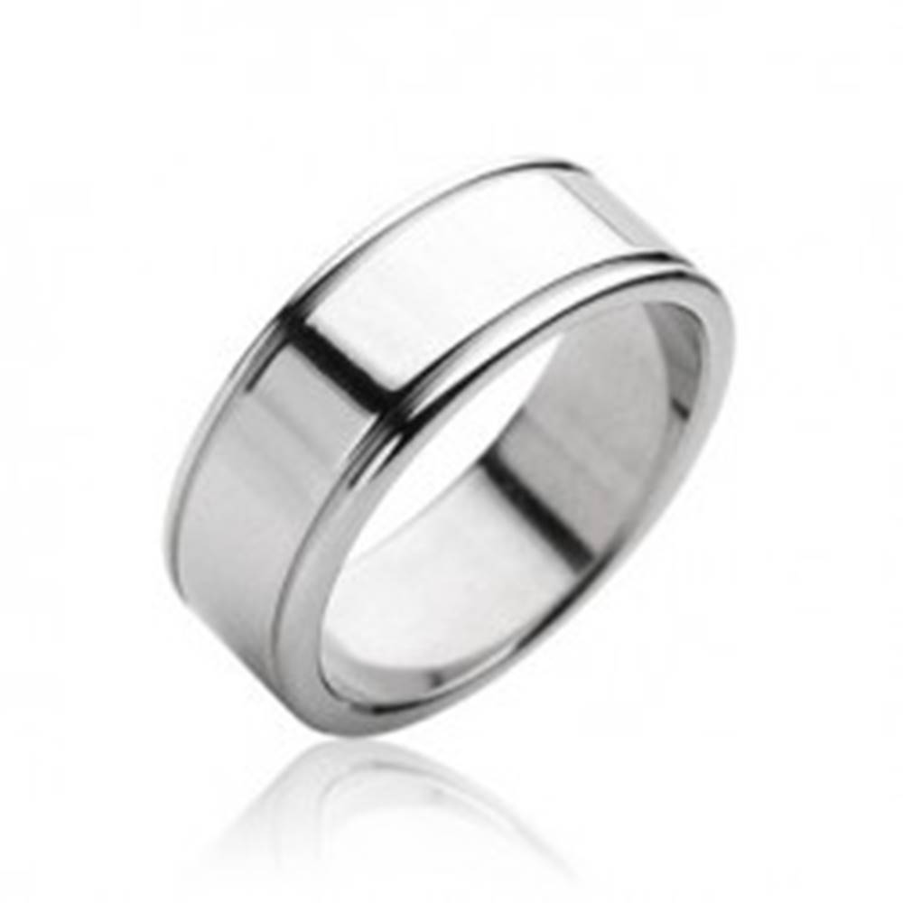 Šperky eshop Oceľový prsteň hladký matný, lesklé okraje - Veľkosť: 59 mm
