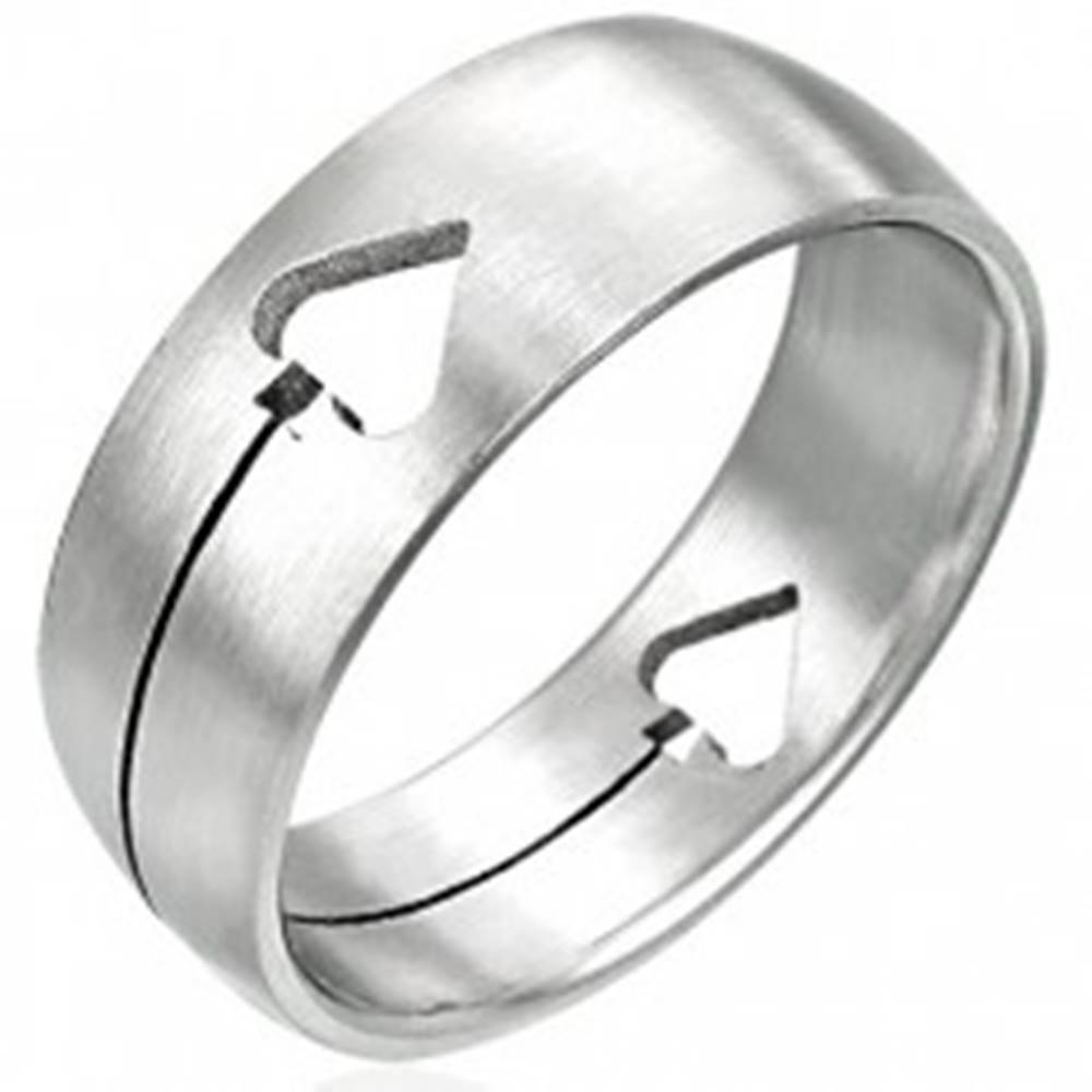 Šperky eshop Oceľový prsteň Pikový list - Veľkosť: 50 mm