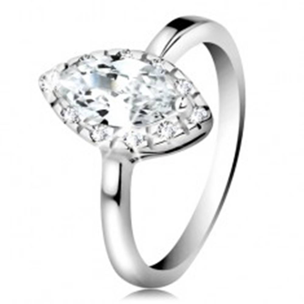 Šperky eshop Ródiovaný prsteň, striebro 925 - číre zirkónové zrnko s trblietavým lemom - Veľkosť: 49 mm