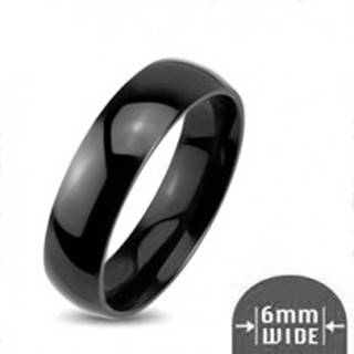 Lesklý kovový prsteň - hladká zaoblená obrúčka čiernej farby - Veľkosť: 48 mm