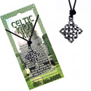 Šnúrkový náhrdelník s príveskom - lesklý štvorcový keltský uzol