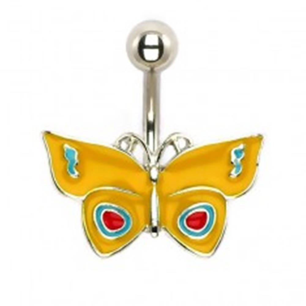 Šperky eshop Piercing do brucha - žltý motýľ