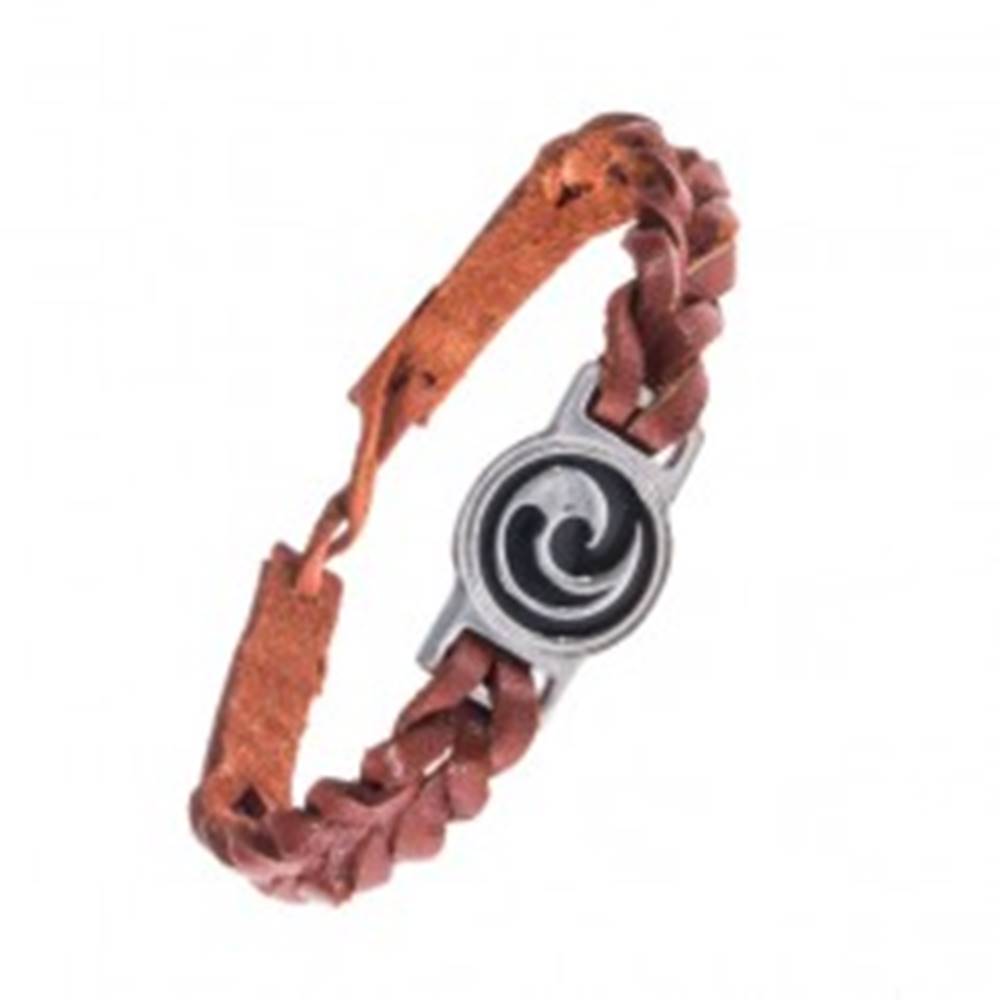 Šperky eshop Karamelovo hnedý náramok - kožený, maorský symbol Koru