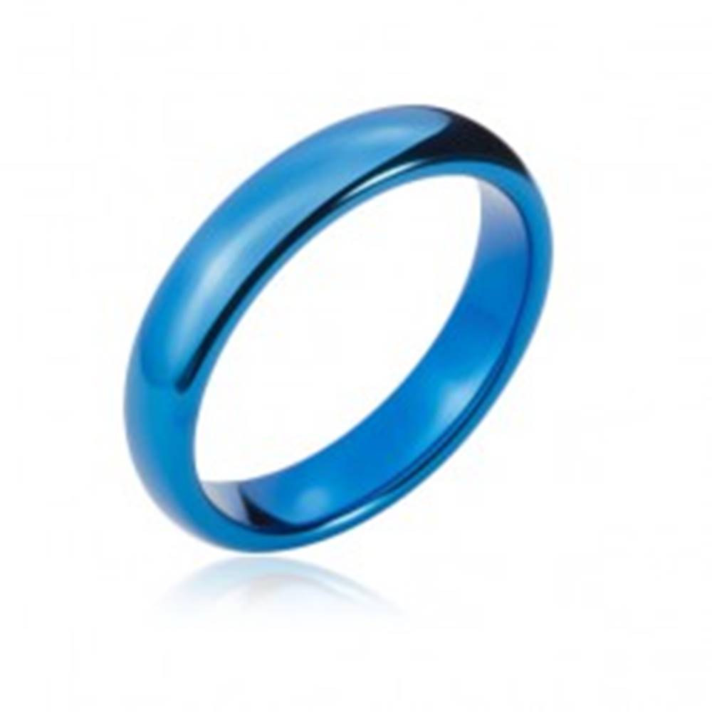 Šperky eshop Wolfrámová obrúčka s oblými hranami, tmavo modrá, 4 mm - Veľkosť: 47 mm