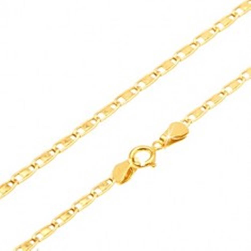 Šperky eshop Retiazka zo žltého zlata 585 - podlhovasté očká s lesklým obdĺžnikom uprostred, 450 mm