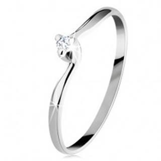 Zásnubný prsteň v bielom 14K zlate - číry brúsený diamant, úzke ramená - Veľkosť: 49 mm