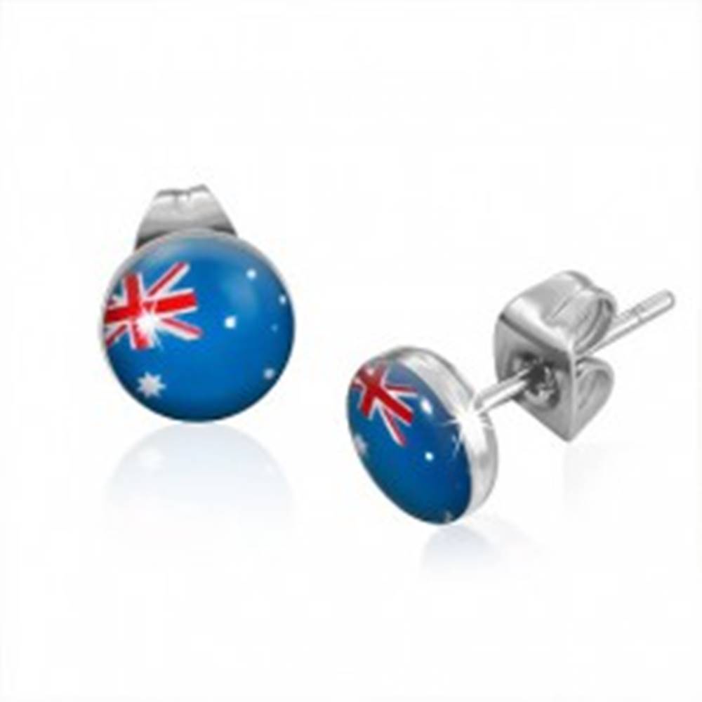 Šperky eshop Puzetové náušnice z ocele - vlajka Austrálie