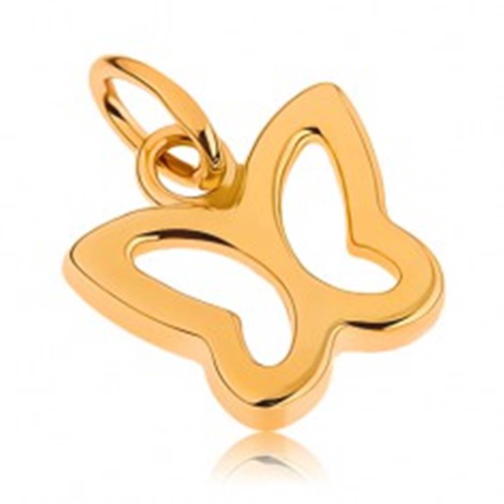Šperky eshop Zlatý prívesok 375 - lesklá kontúra malého motýlika