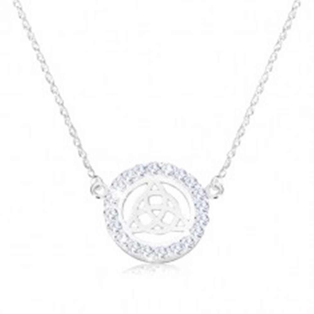 Šperky eshop Strieborný 925 náhrdelník - keltský uzol, zirkóny, špirálovitá retiazka