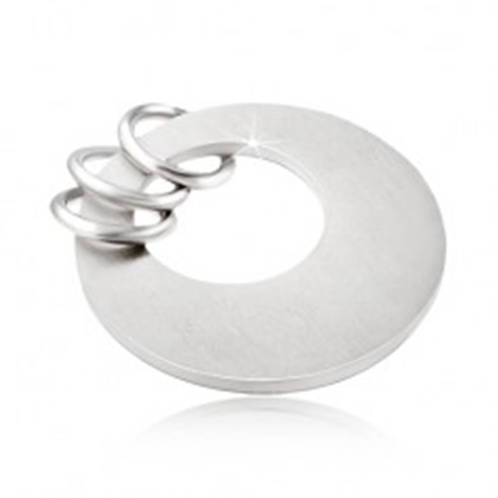 Šperky eshop Prívesok z chirurgickej ocele - plochý kruh s okrúhlym výrezom, tri krúžky