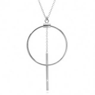 Strieborný náhrdelník 925 - retiazka z oválnych očiek, obrys kruhu a palička na retiazke