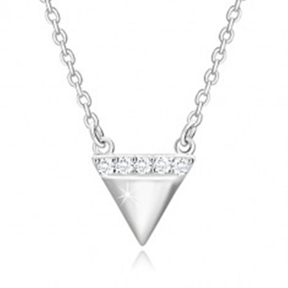 Šperky eshop Strieborný náhrdelník 925 - obrátený trojuholník, ligotavá zirkónová línia