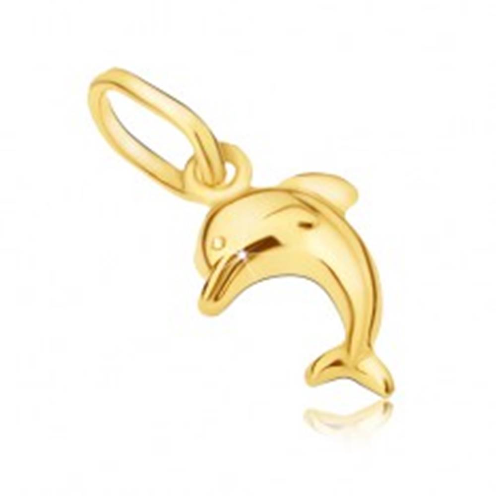 Šperky eshop Prívesok zo 14K zlata - lesklý skákajúci delfínik