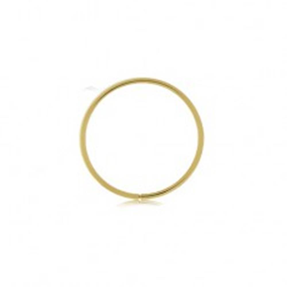 Šperky eshop Zlatý 375 piercing - lesklý tenký krúžok, hladký povrch, žlté zlato - Hrúbka x priemer: 0,6 mm x 10 mm