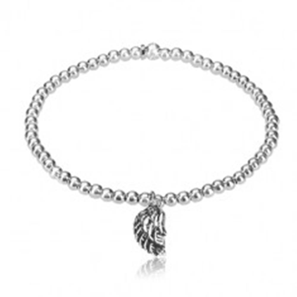 Šperky eshop Rozťahovací náramok - zvlnené anjelské krídlo s patinou, guľôčky, striebro 925