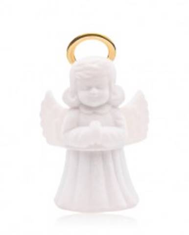 Krabička na prsteň alebo náušnice, biely zamatový anjelik so svätožiarou